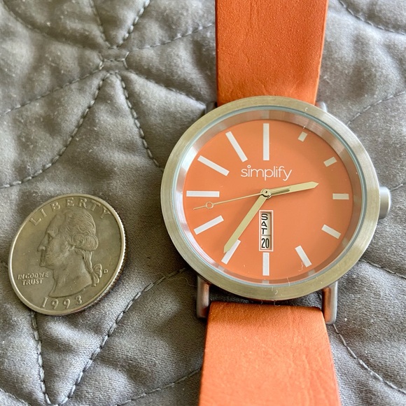 Simplify Watch With Orange Leather Band - Picture 5 of 9